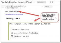 Homeschool Planet Lesson Plan BJU English Email Digest screenshot button