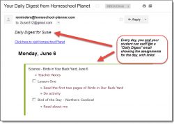 Homeschool Planet Lesson Plan Email Daily Digest screenshot button