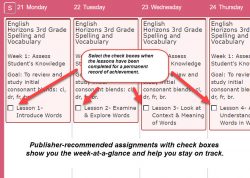 Homeschool Planet Lesson Plan Weekly view with checkboxes screenshot button