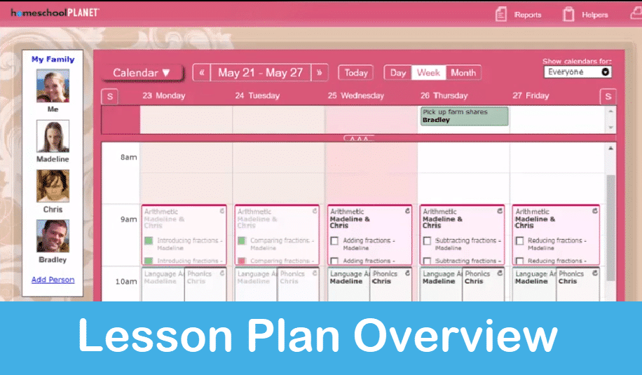 Homeschool Planet Lesson Plan Overview screenshot button