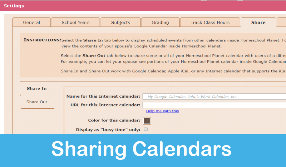 Homeschool Planet Lesson Plan Sharing Calendars screenshot button