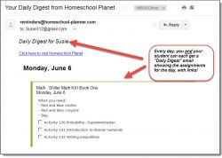 Homeschool Planet Swiller Math email digest screenshot button