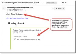 Homeschool Planet Fundamentals of Literature email daily digest screenshot button