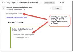 Homeschool Planet All About Spelling email digest screenshot button