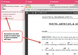 Homeschool Planet Analytical Grammar Season 1 weekly view with pop-up screenshot button