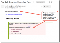 Homeschool Planet Analytical Grammar Season 1 email digest screenshot button