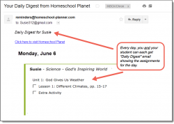 Homeschool Planet God's Inspiring World daily digest email screenshot button