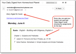 Homeschool Planet Building with Diligence daily digest email screenshot button