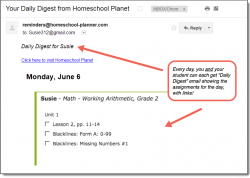 Homeschool Planet Working Arithmetic daily digest email screenshot button