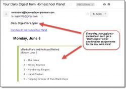 Homeschool Planet Lesson Plan Piano Email Digest screenshot button