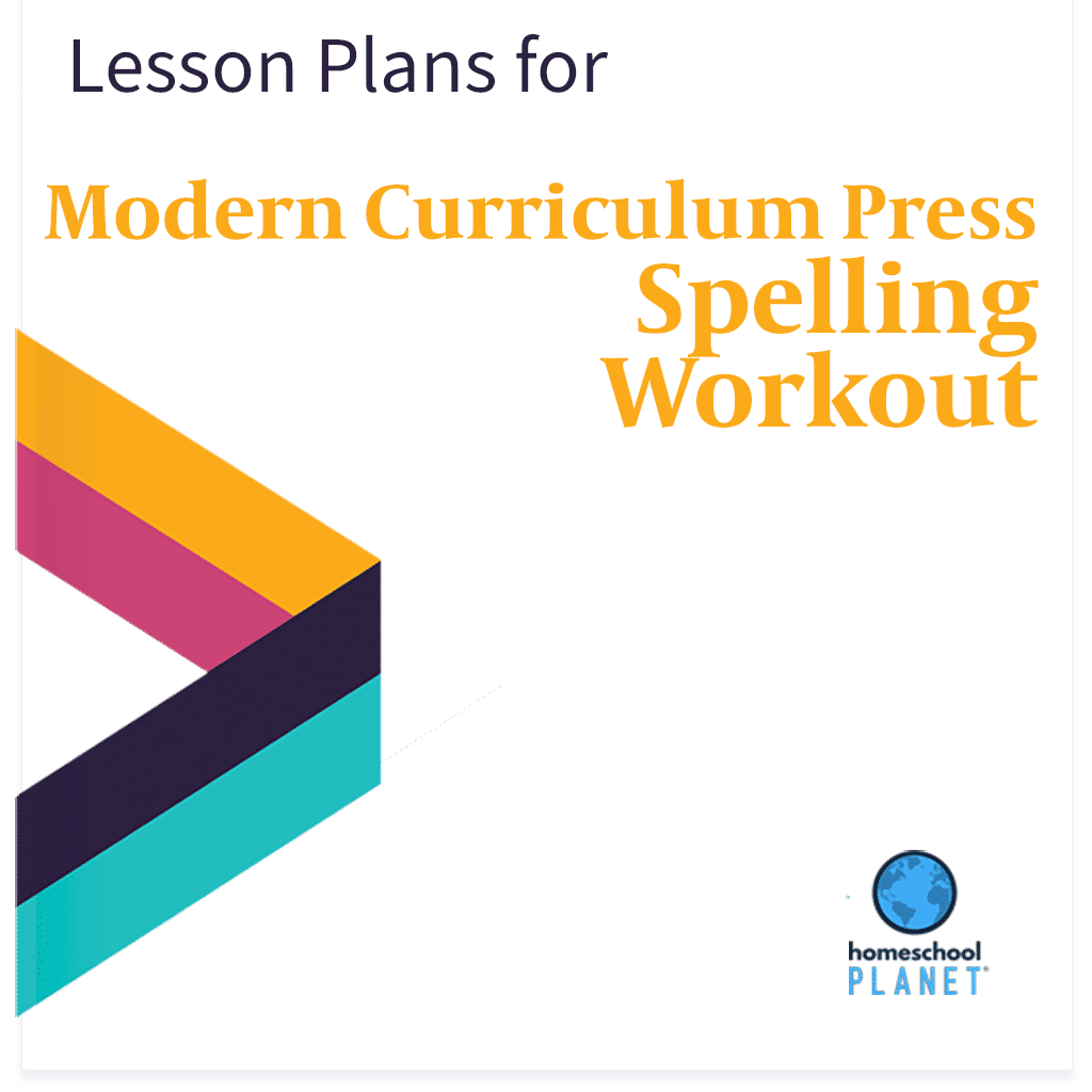 Modern curriculum press Spelling Workout lesson plan button for homeschool planet