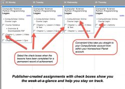 Homeschool Planet Compu Scholar lesson plan weekly view button