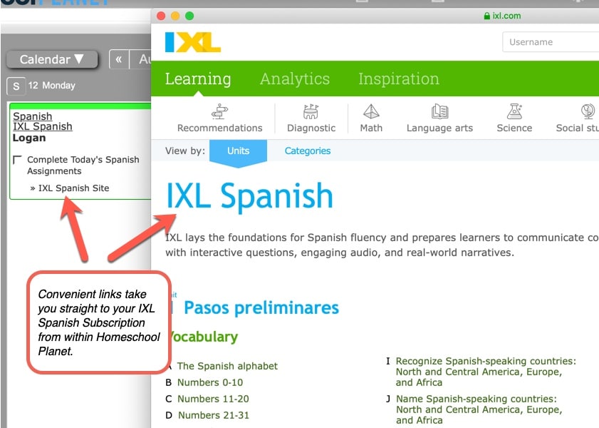 IXL Spanish Pop-up