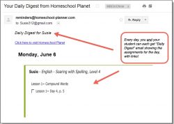 Homeschool Planet Soaring with Spelling Daily Digest button