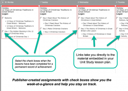Weekly view of publisher-created assignments for Captivating Compass