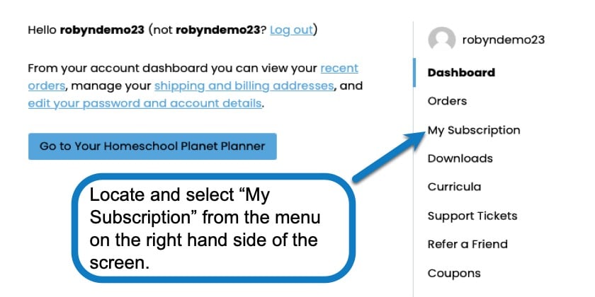How to cancel your Homeschool Planet subscription screenshot 2
