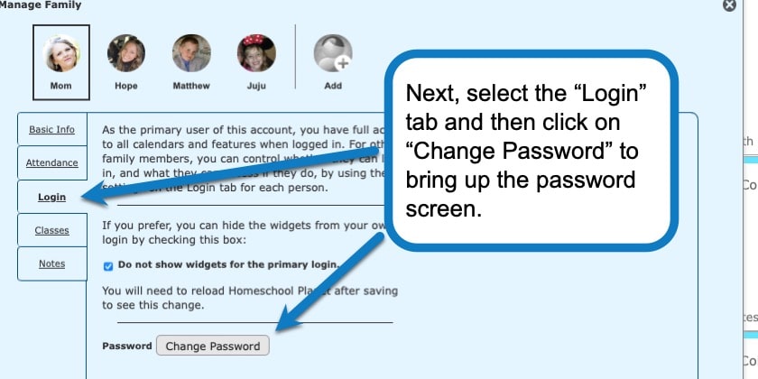How to change your password in Homeschool Planet screenshot 2
