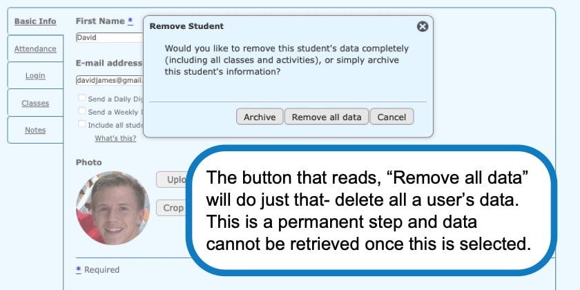 Removing and Archiving Students in Homeschool Planet screenshot 6