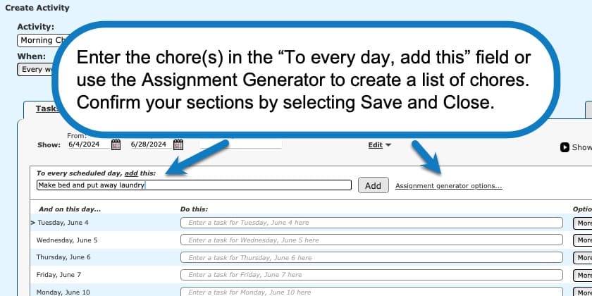 Adding chores in your Homeschool Planner screenshot 3