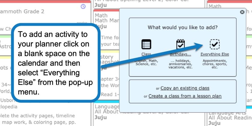 Adding an activity in your homeschool planner screenshot 1