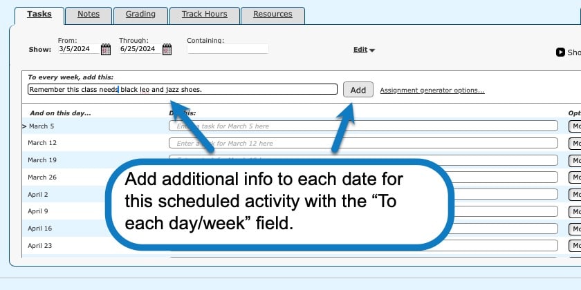 Adding an activity in your homeschool planner screenshot 4