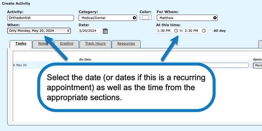 Adding appointments to your homeschool planner screenshot 3