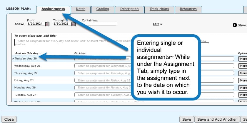 how to add a class in your homeschool planner 3 screenshot
