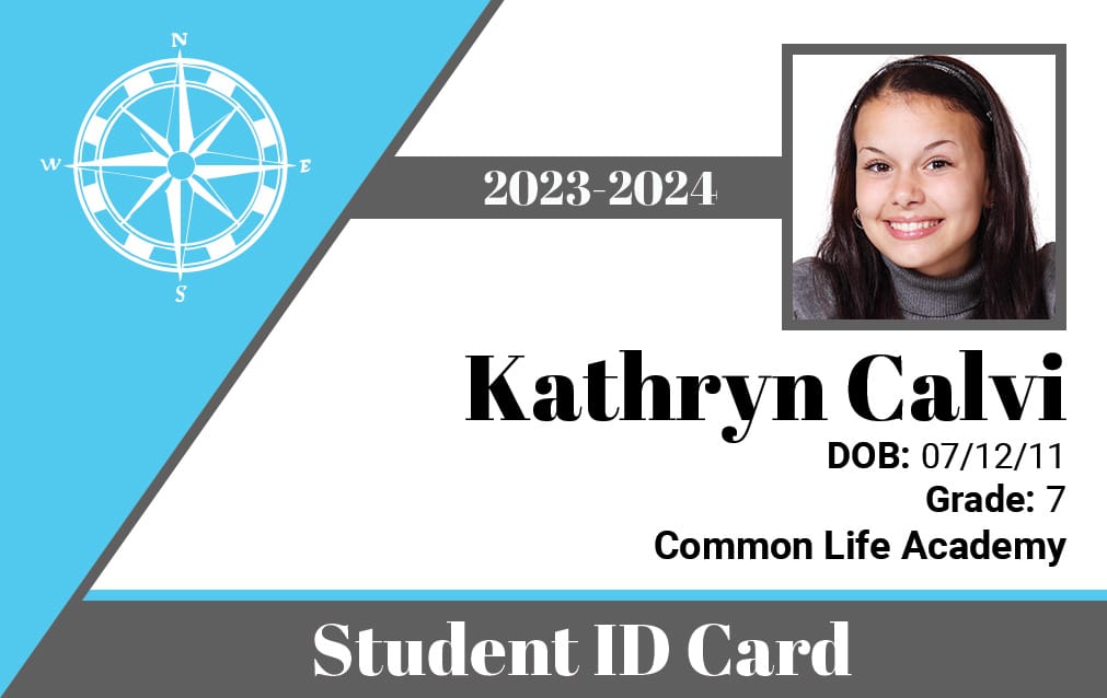 Sample homeschool ID card- Compass