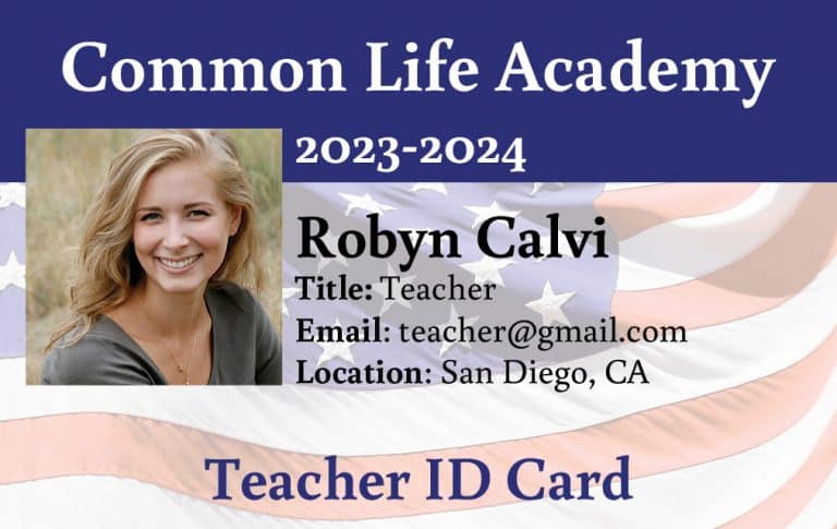 Patriotic Teacher ID Card