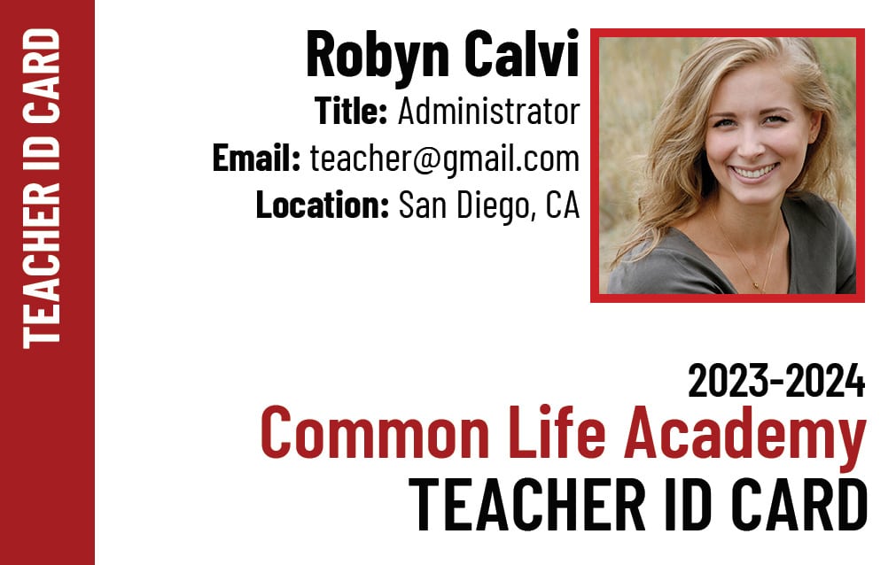 Red Teacher ID Card