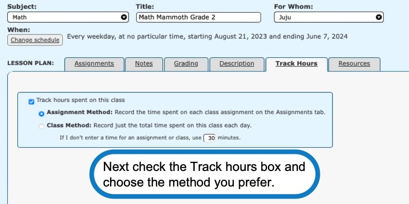 How to track hours in your homeschool planner screenshot 4