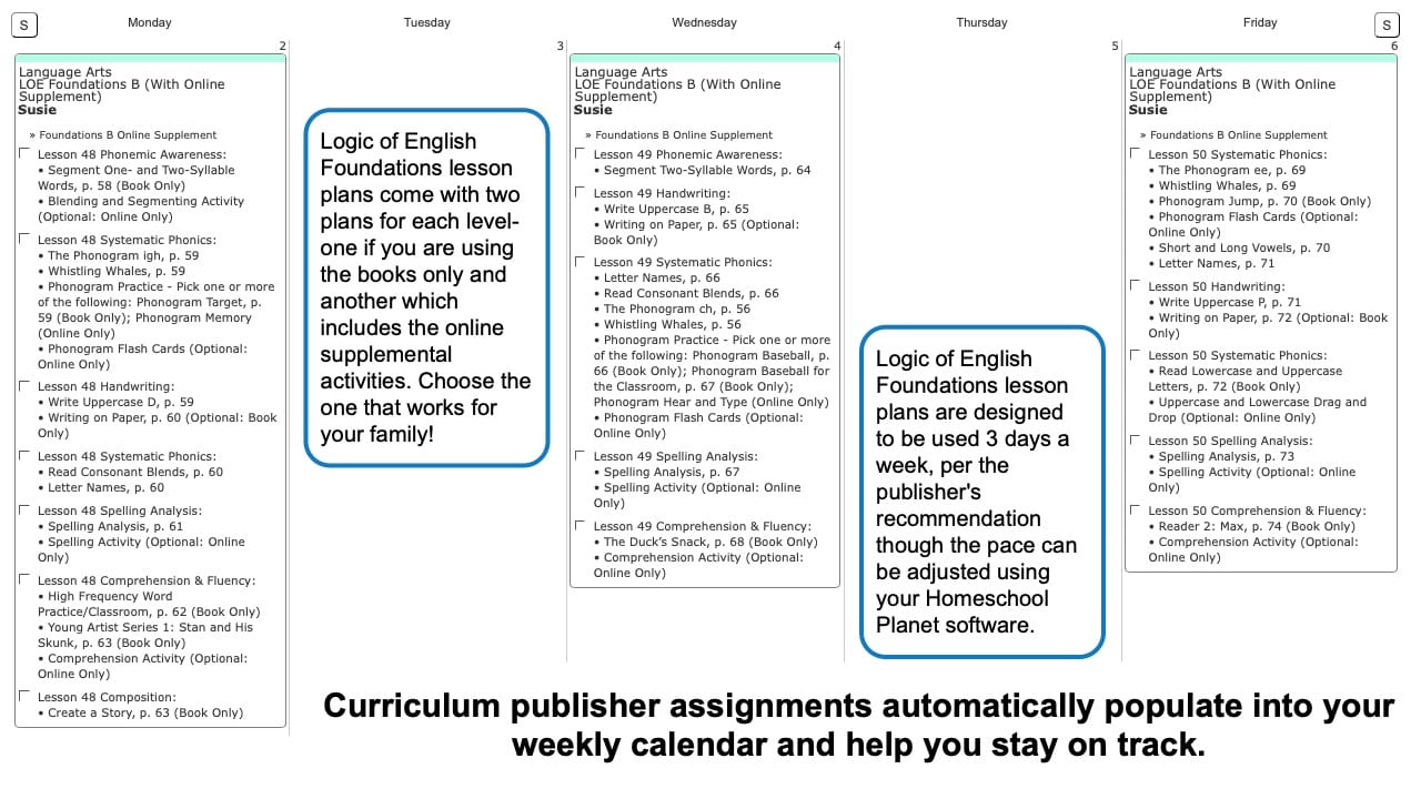 Logic of English Foundations Weekly View