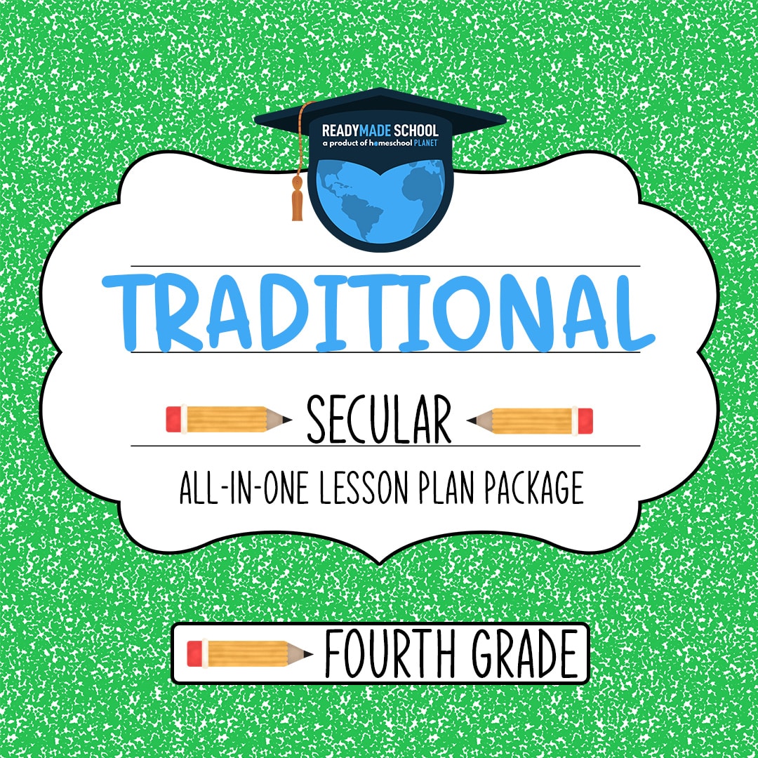 Traditional secular studies all-in-one lesson plan package - fourth grade in homeschool planet image